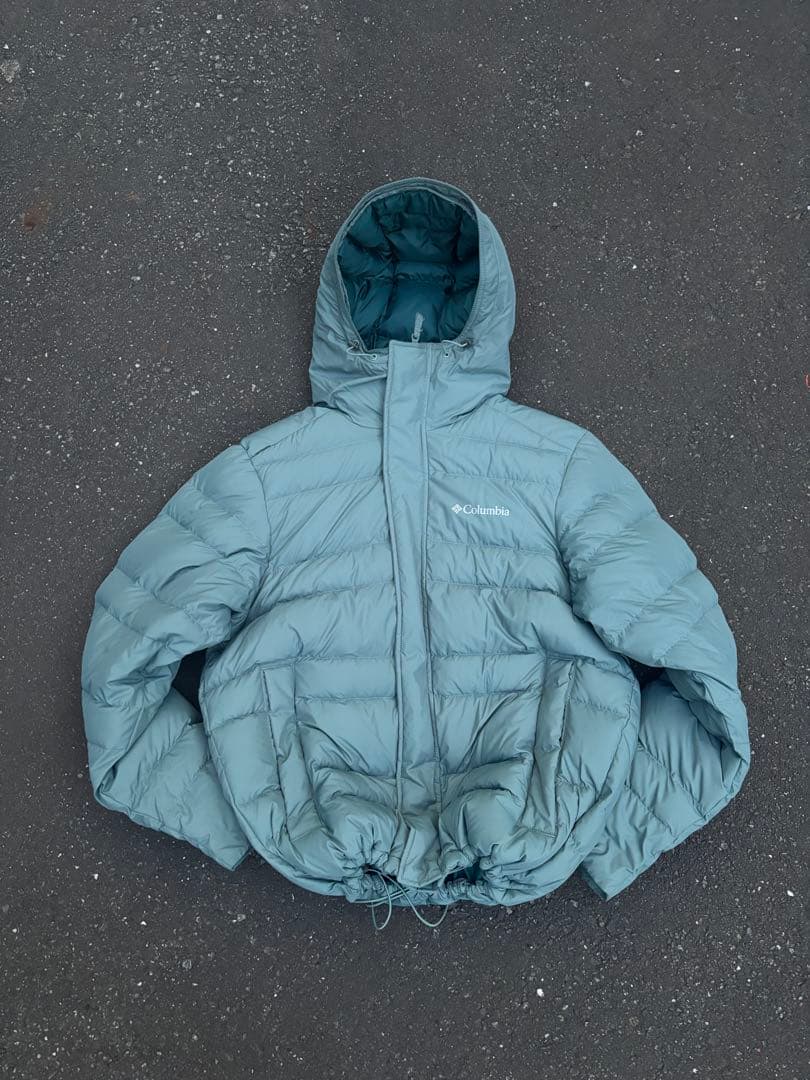 columbia パフダウンジャケット 水色 mont-bell