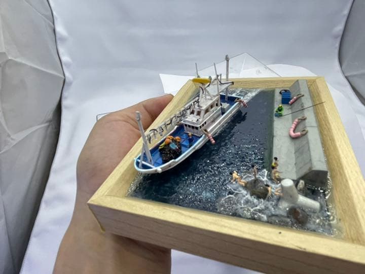 ある港の風景　レジン 漁港ジオラマ